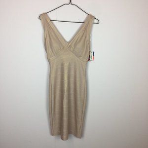 New! Morgan & Co Bodycon Dress Size 1/2 Juniors Nude Sleeveless V-Neck Padded